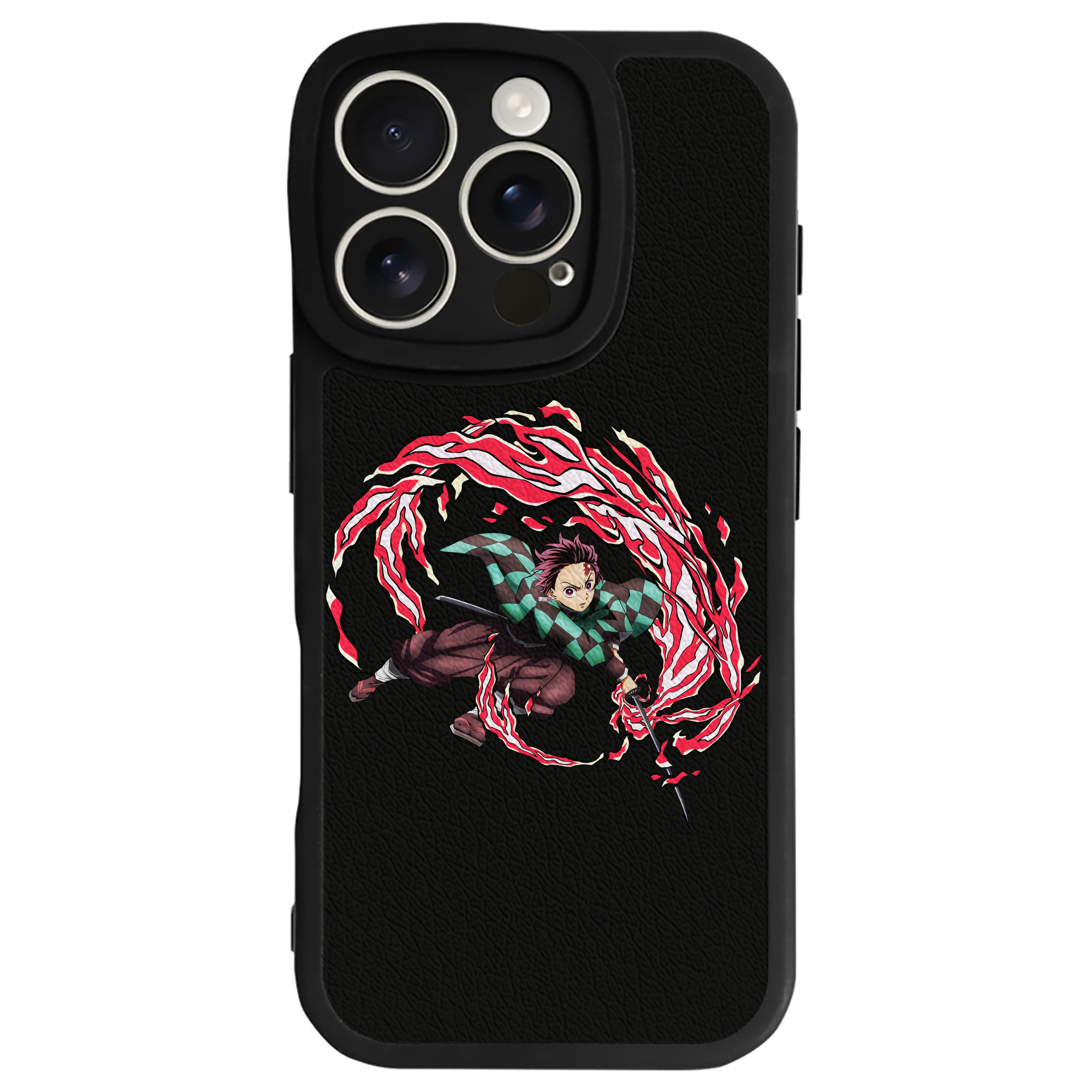 （画像用） 鬼滅の刃 竈門 炭治郎／かまど たんじろう Kamado Tanjirou 【iPhone 16シリーズ対応】シリコンスマホケース（レザー調） 材質：シリコン
